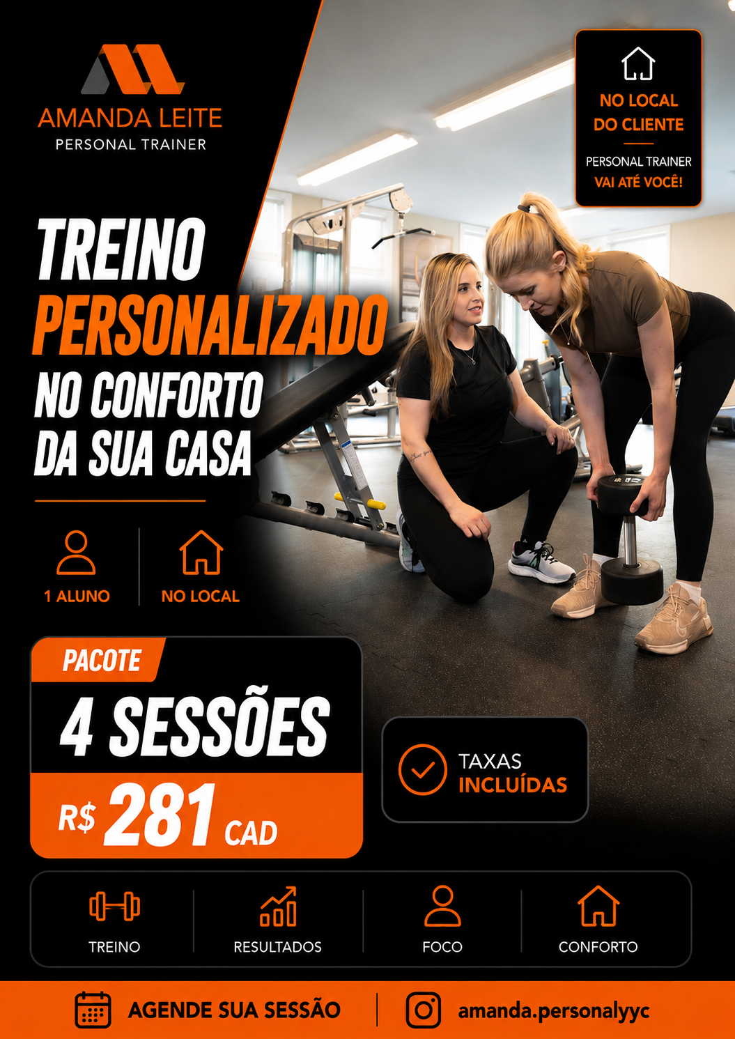PACOTE • 4 SESSÕES • 1 ALUNO POR SESSÃO • No local do cliente