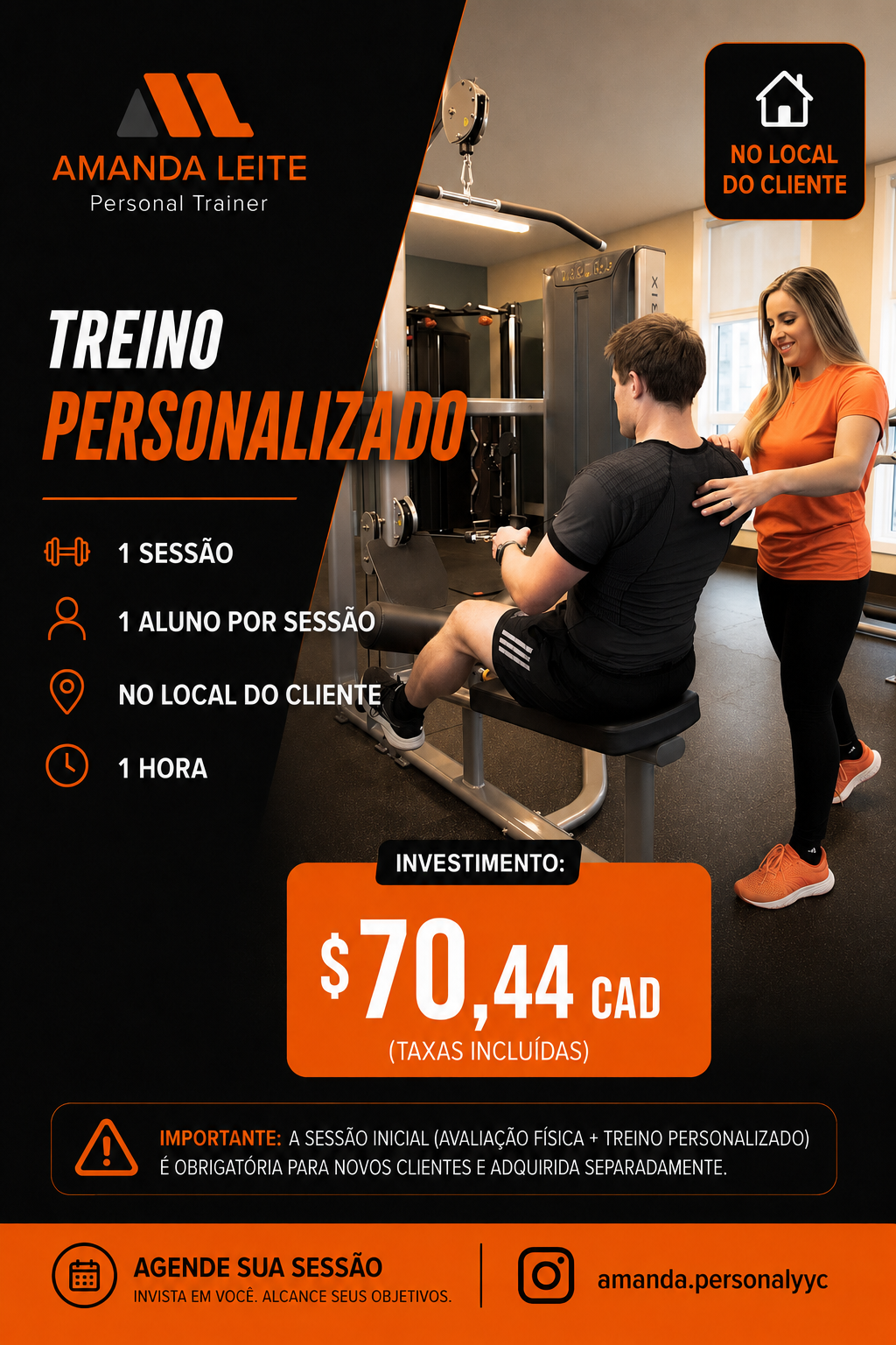 1 SESSÃO • 1 ALUNO POR SESSÃO • No local do cliente