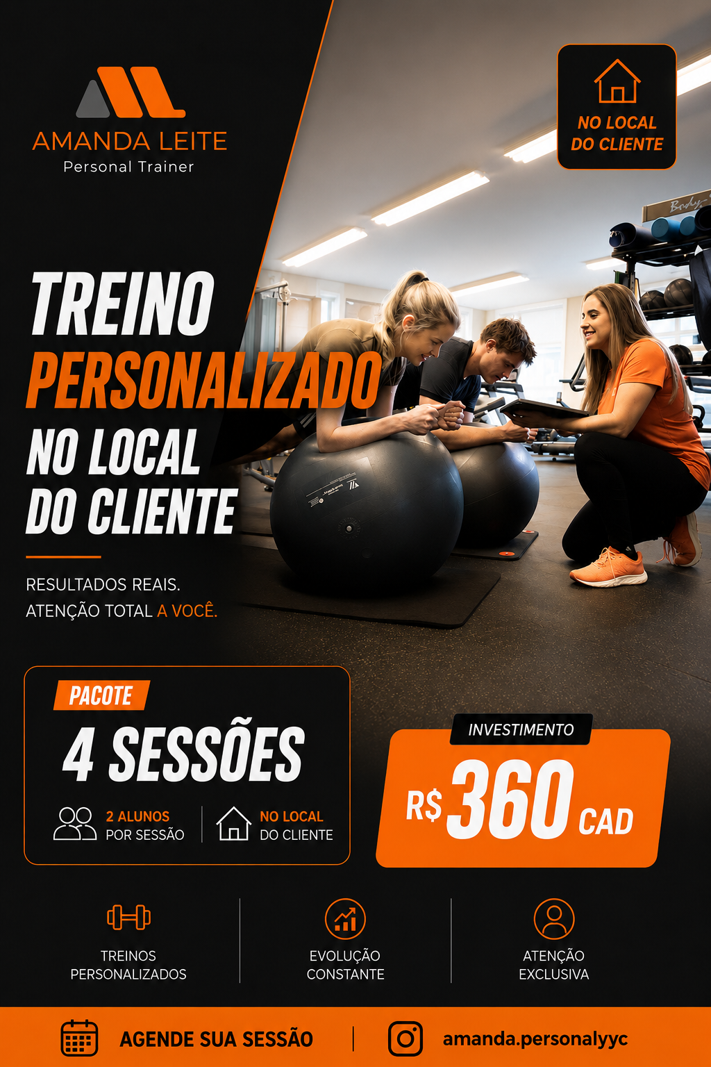 PACOTE • 4 SESSÕES • 2 ALUNOS POR SESSÃO • No local do cliente
